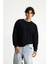 Bisiklet Yaka Loose Fit Desenli Pamuklu Sweatshirt 3