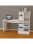Modern Mdf Beyaz Kitaplıklı Çalışma Masası 8