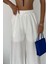 Kadın Beyaz Bol Paça Rahat Pantolon – Yazlık Elastik Bel Astarlı 3