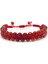 Sertifikalı Kırmızı Akik Çift Sıra Doğal Taş Makrome Bileklik Ayarlanabilir Ölçü 6