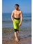 Neon Yeşili Erkek Yüzme Şortu - Iç Taytlı, UPF50+ Korumalı S2505-4 2