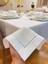 Piko Işleme Detaylı Simli Beyaz Dertsiz Masa Örtüsü 8 Parça 1