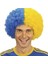 Sarı Lacivert Kıvırcık Afro Bonus Taraftar Peruğu 1