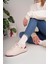 Unisex Bağcıklı Cırtlı Spor Sneaker Ayakkabı-Krem-Bordo 4