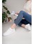 Unisex Bağcıklı Cırtlı Spor Sneaker Ayakkabı-Beyaz 3
