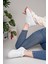 Unisex Bağcıklı Cırtlı Spor Sneaker Ayakkabı-Beyaz 4