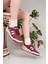 Unisex Bağcıklı Cırtlı Spor Sneaker Ayakkabı-Bordo-Beyaz 2