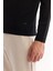 Erkek Siyah Polo Yaka Fermuarlı Boyuna Ajur Detaylı Regular Fit Rayon Kazak A52Y5019 6