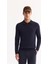 Erkek Lacivert Polo Yaka Fermuarlı Rayon Tüylenmeyen Dokulu Triko Regular Fit Kazak A52Y5019 1