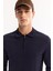 Erkek Lacivert Polo Yaka Fermuarlı Rayon Tüylenmeyen Dokulu Triko Regular Fit Kazak A52Y5019 5