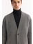 Erkek Gri Şal Yaka Düğmeli Yün Karışımlı Regular Fit Hırka A52Y5049 5
