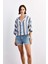 Oversize Geniş Kalıp Çizgili Kısa Kollu Gömlek G1324AX25SM 3