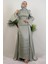 Kolu Volanlı Yoryo Elbise Mint 1