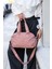 Unisex Krinkıl Kumaş Pembe Renkli Omuz ve Çapraz Askılı Çanta 3
