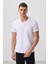 Beyaz Basic Kısa Kol Standart Kalıp V Yaka Erkek T-Shirt - 87912 4