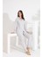 %100 Pamuk Uzun Kol Önden Düğmeli Kalpli Kadın Pijama Takımı 98300-301 3