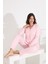 %100 Pamuk Uzun Kol Önden Düğmeli Kalpli Kadın Pijama Takımı 98300-301 3