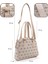 Monogram Baskılı Vizon SHK205 Suni Deri Fermuarlı Tek Bölmeli Ayarlanabilir Askılı El,kol ve Omuz Çantası U:18 E:22 G:7 cm 4