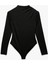 Slim Fit Hafif Dik Yaka Drape Detaylı Uzun Kollu Bodysuit 3