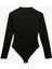 Slim Fit Hafif Dik Yaka Drape Detaylı Uzun Kollu Bodysuit 4