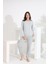 %100 Pamuk Uzun Kol Manşetli Cepli Kadın Pijama Takımı 98510-511 1