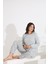 %100 Pamuk Uzun Kol Manşetli Cepli Kadın Pijama Takımı 98510-511 3