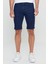 Erkek Koyu Lacivert Slim Fit Dar Kesim Pamuklu Esnek Denim Şort 1