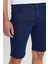 Erkek Koyu Lacivert Slim Fit Dar Kesim Pamuklu Esnek Denim Şort 6