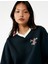 Nakış Detaylı Uzun Kollu Şardonlu Polo Yaka Oversize Sweatshirt 1