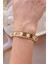 Gold Vintage Baget Zirkon Taşlı Çelik Kelepçe Bileklik 2