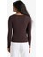 Slim Fit Dar Kesim Yuvarlak Yaka Basic Düz Fitilli Kaşkorse Uzun Kollu Tişört E5768AX25AU 6