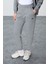 Gri Melanj Kompakt Pamuklu Kalın Pürüzsüz Dokulu Kapüşonlu Oversize Fit Kadın Eşofman Takım - 95343 3