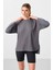 Koyu Gri Yumuşak Dokulu O Yaka Rahat Form Kadın Tunik Sweatshirt - 97305 4