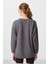 Koyu Gri Yumuşak Dokulu O Yaka Rahat Form Kadın Tunik Sweatshirt - 97305 5
