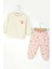 Kız Bebek Kalpli Takım Uzun Kollu Sweatshirt ve Desenli Alt-Üst Takım 3