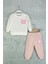 Kız Bebek Kalpli Eşofman Takım Desenli Sweatshirt ve Beli Lastikli Alt 1