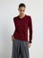 Uzun Kollu Patlı Triko Kazak Bordo 13943005002 4
