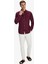 Erkek Bordo %100 Keten Düğmeli Yaka Modern Fit Cepsiz Gömlek 4
