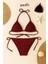- Kadın Bordo Yandan ve Boyundan Bağlamalı Bikini Mayo Takımı 1