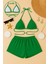 - Kadın Yeşil Şortlu Belden ve Boyundan Bağlamalı Bikini Takımı 1
