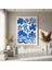 Mavi Soyut Çiçekler ve Dalgalar Tablosu 4