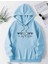 One Day At Time Baskılı Kapüşonlu Cepli Pamuklu Mavi Sweatshirt 1