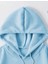 One Day At Time Baskılı Kapüşonlu Cepli Pamuklu Mavi Sweatshirt 3
