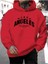 Los Angeles Shock Baskılı Kapüşonlu Cepli Pamuklu Kırmızı Sweatshirt 1