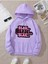 Blah Blah Blah Baskılı Kapüonlu Cepli Içi Yünlü Lila Sweatshirt 1