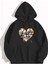Beatifully Broken Baskılı Kapüşonlu Cepli Içi Yünlü Siyah Sweatshirt 1