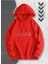 Bisiklet Kalp Ritim Baskılı Kapüşonlu Cepli Pamuklu Kırmızı Sweatshirt 1
