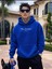 The Boston Est Baskılı Kapüşonlu Cepli Içi Yünlü Saks Sweatshirt 1