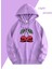 Kurukafa Vişne Baskılı Kapüşonlu Cepli Içi Yünlü Lila Sweatshirt 1