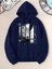 Big Wolt Baskılı Kapüşonlu Cepli Içi Yünlü Lacivert Sweatshirt 1